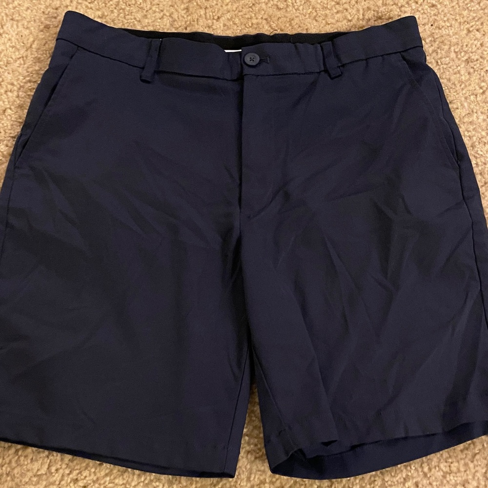 Men's Navy Flat Front Shorts